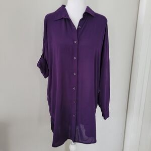 Lands End Swimsuit Cover Up Women XTRA SMALL/SMALL Roll Tab‎ Sleeve Beach Pool